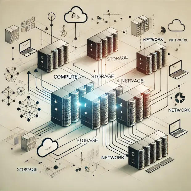 DALL·E 2024-12-30 16.23.02 - A conceptual diagram of hyper-converged infrastructure _HCI_, showing t